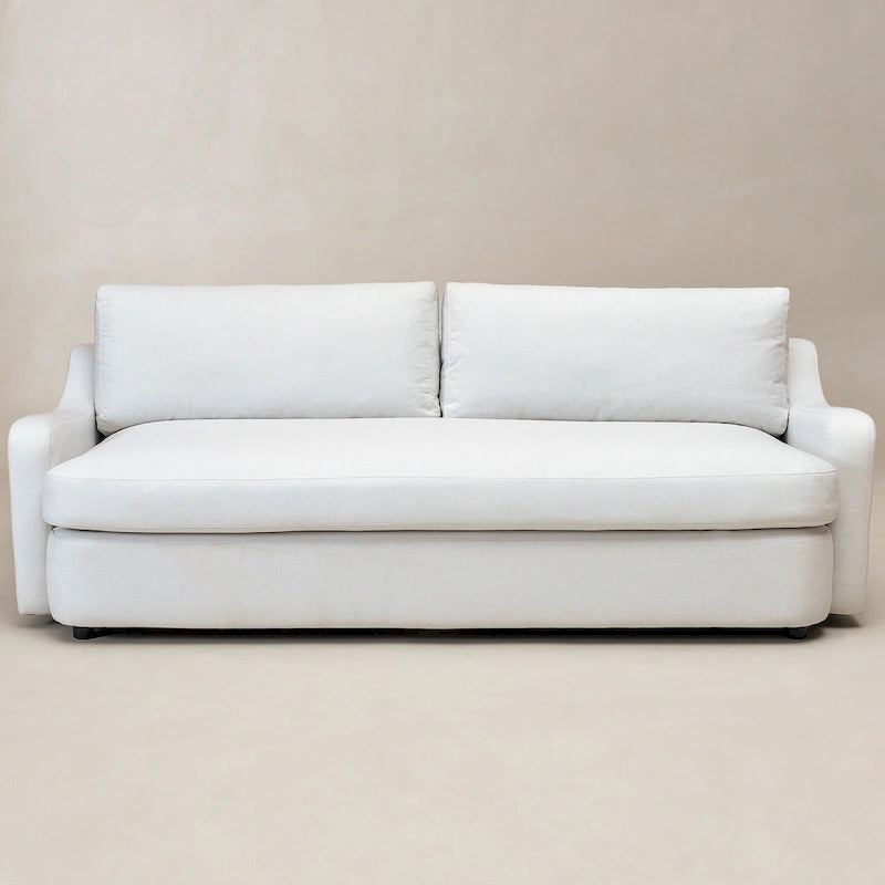 3-Seater Linen Upholstered Deep Seat Sofa with Flippable Cushions, 90W