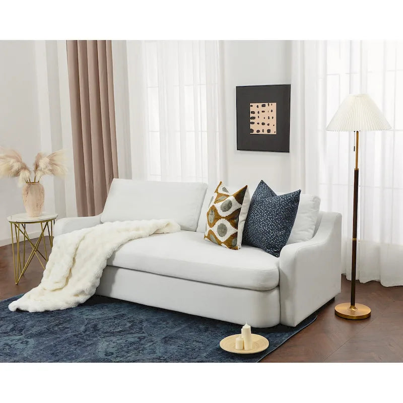 3-Seater Linen Upholstered Deep Seat Sofa with Flippable Cushions, 90W