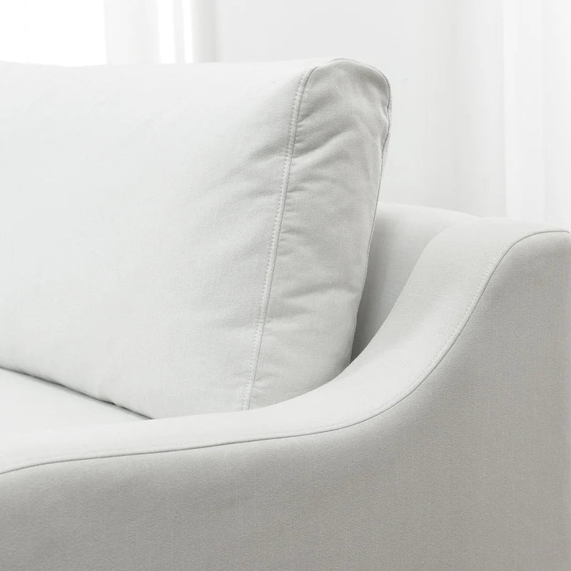 3-Seater Linen Upholstered Deep Seat Sofa with Flippable Cushions, 90W