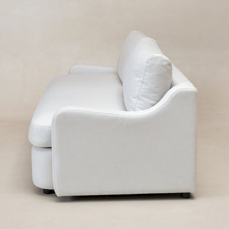 3-Seater Linen Upholstered Deep Seat Sofa with Flippable Cushions, 90W