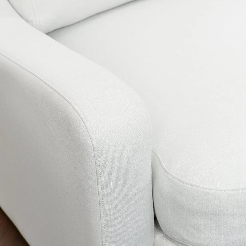 3-Seater Linen Upholstered Deep Seat Sofa with Flippable Cushions, 90W