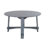 Dining Table, 54-inch Round Planked Ocean Blue Mahogany Wood