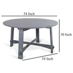 Dining Table, 54-inch Round Planked Ocean Blue Mahogany Wood