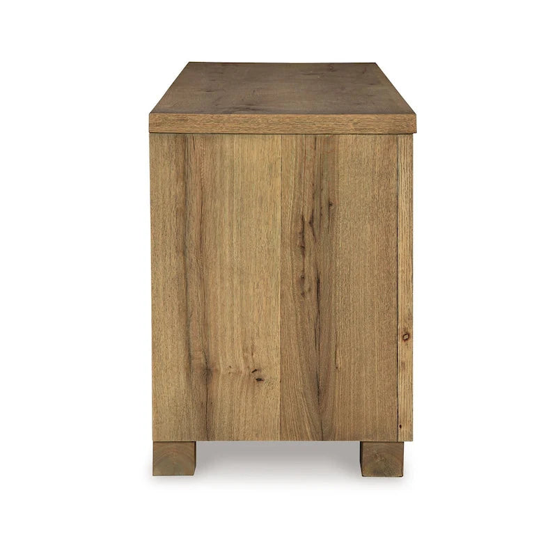 TV Media Console, 2 Drawers, 4 Shelf, Brown Wood, 80-inch
