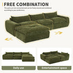 116-Inch Modern Chenille Sectional Sofa with High-Density Foam