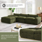 116-Inch Modern Chenille Sectional Sofa with High-Density Foam