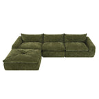 116-Inch Modern Chenille Sectional Sofa with High-Density Foam