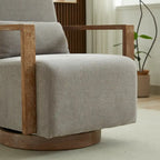 360 Degree Swivel Accent Chair with Solid Wood Armrest and Base