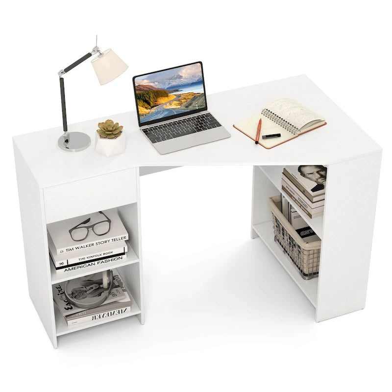 Computer Desk with Drawer and Storage Shelves for Home