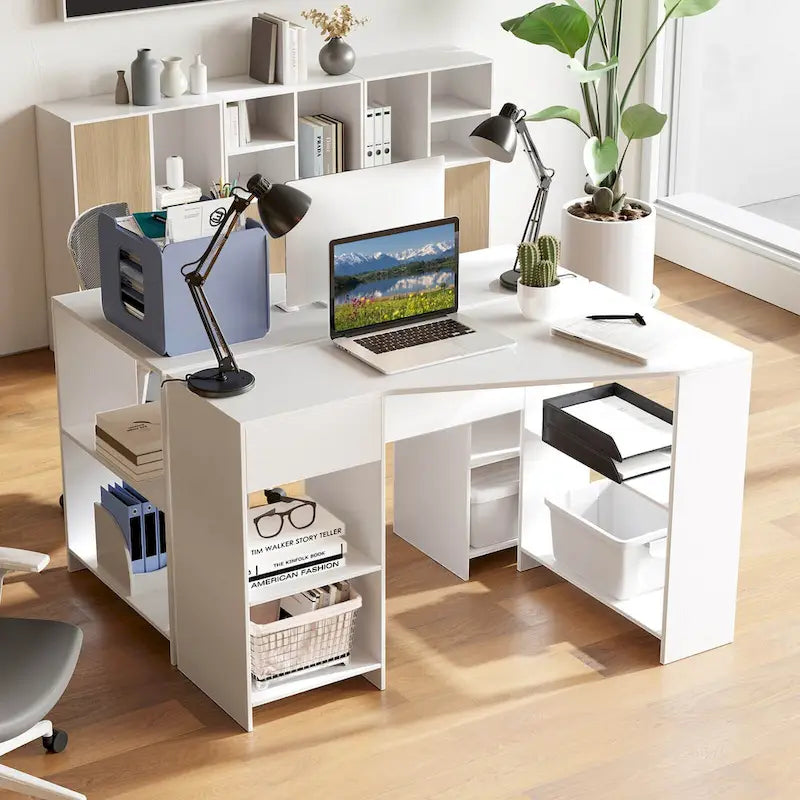 Computer Desk with Drawer and Storage Shelves for Home