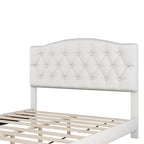 Platform Bed Frame with Saddle Curved Headboard, Modern Medieval Royal Style Platform Bed with Diamond Tufted Details