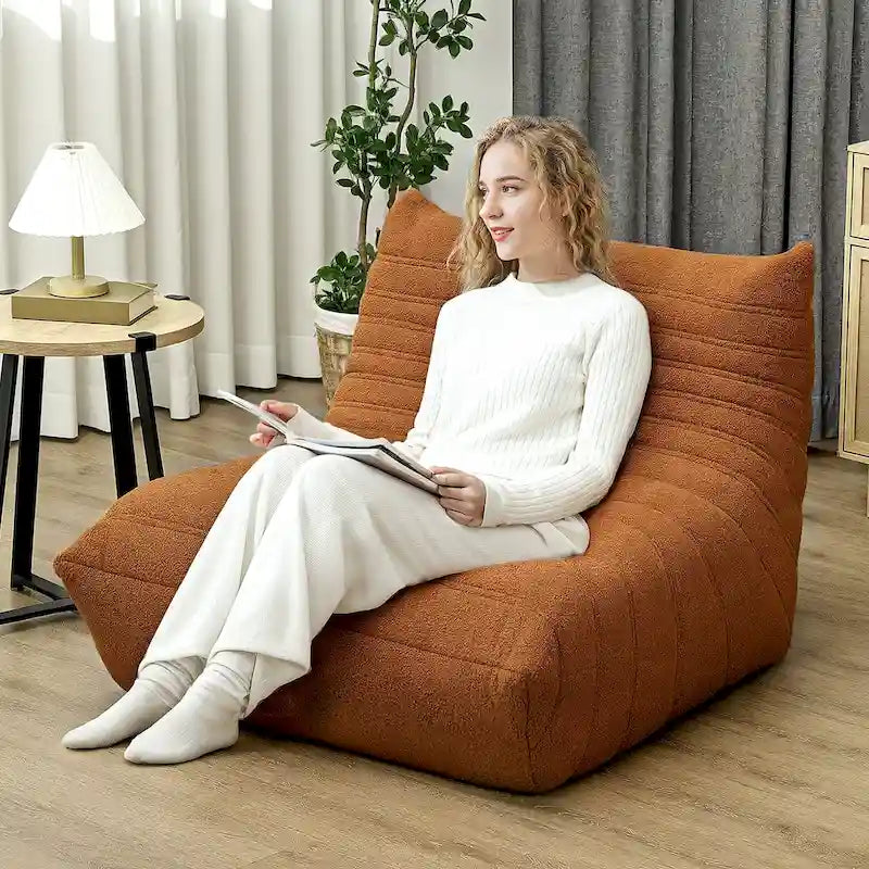 Bean Bag Chair with Teddy Fleece and High-Density Foam