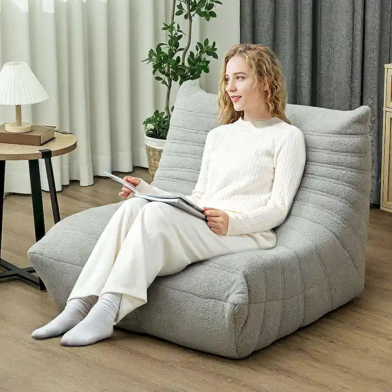 Bean Bag Chair with Teddy Fleece and High-Density Foam