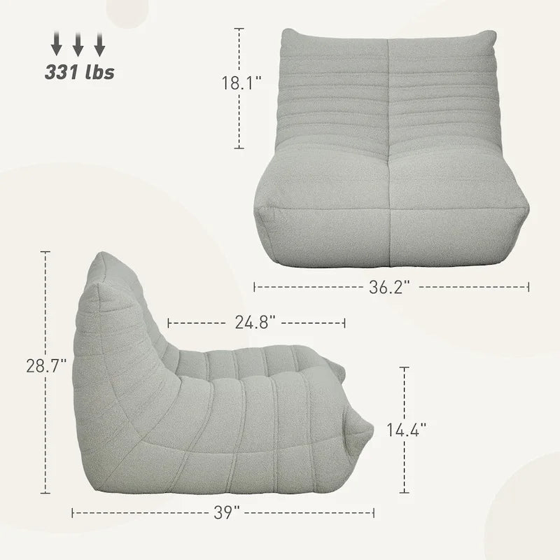 Bean Bag Chair with Teddy Fleece and High-Density Foam