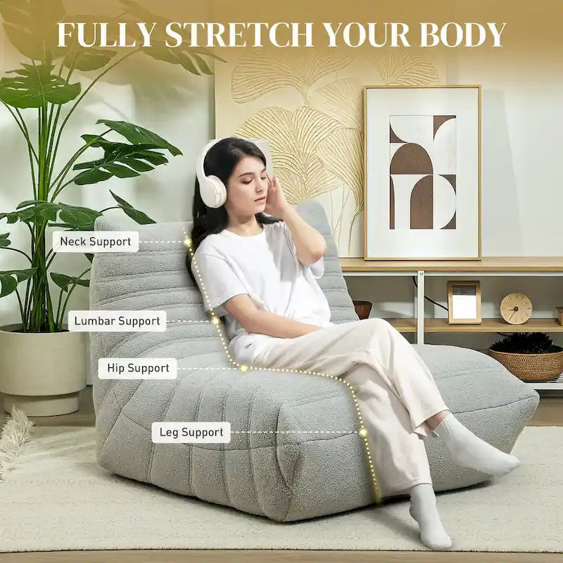 Bean Bag Chair with Teddy Fleece and High-Density Foam