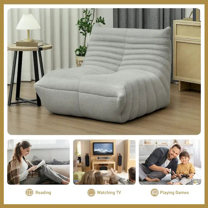 Bean Bag Chair with Teddy Fleece and High-Density Foam