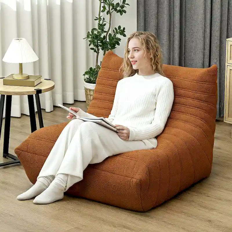 Bean Bag Chair with Teddy Fleece and High-Density Foam