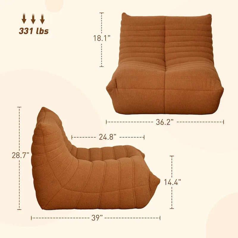 Bean Bag Chair with Teddy Fleece and High-Density Foam