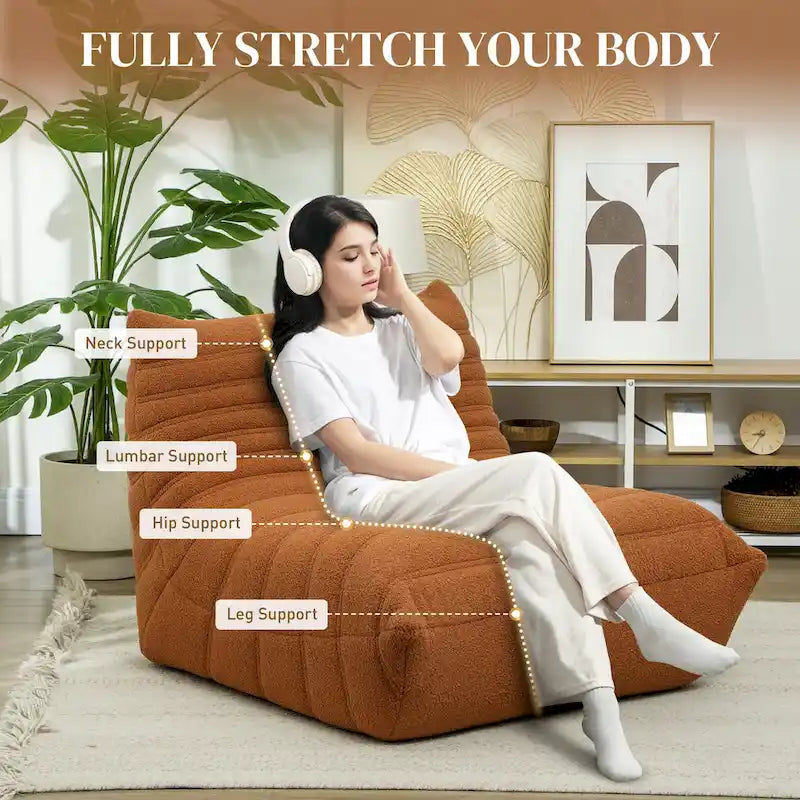 Bean Bag Chair with Teddy Fleece and High-Density Foam