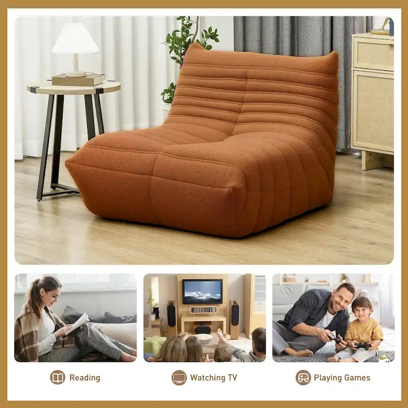Bean Bag Chair with Teddy Fleece and High-Density Foam