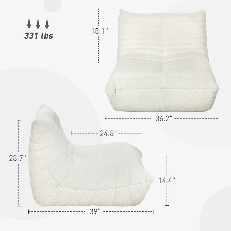 Bean Bag Chair with Teddy Fleece and High-Density Foam