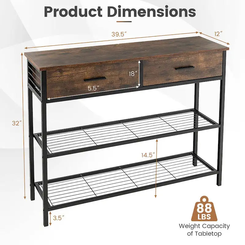 Console Entryway Sofa Table with 2 Drawers for Entrance Living