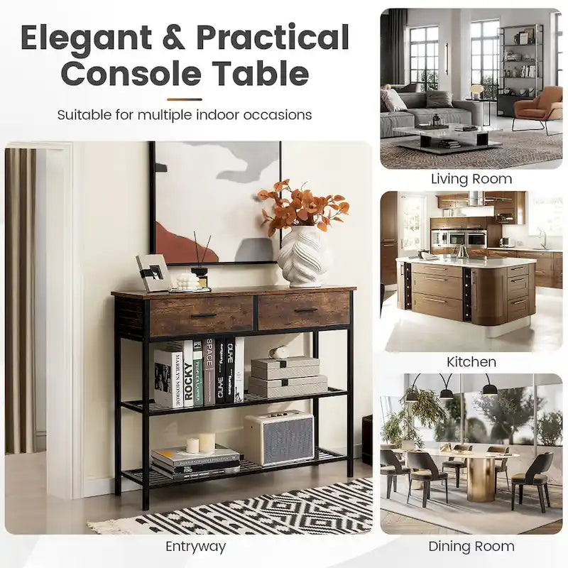 Console Entryway Sofa Table with 2 Drawers for Entrance Living