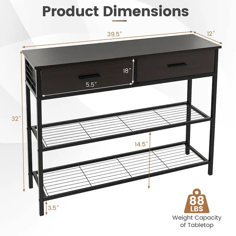 Console Entryway Sofa Table with 2 Drawers for Entrance Living