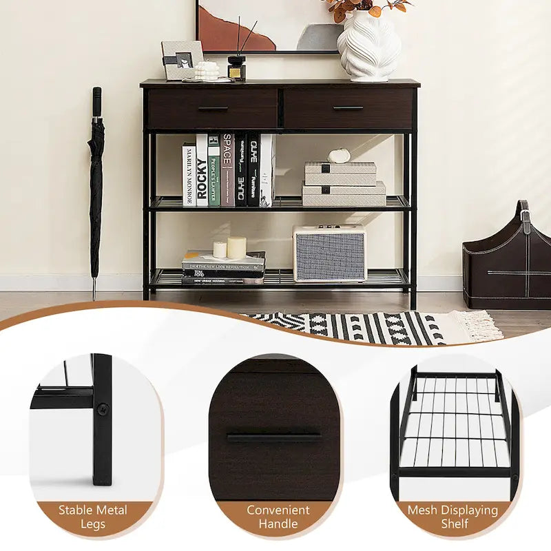 Console Entryway Sofa Table with 2 Drawers for Entrance Living