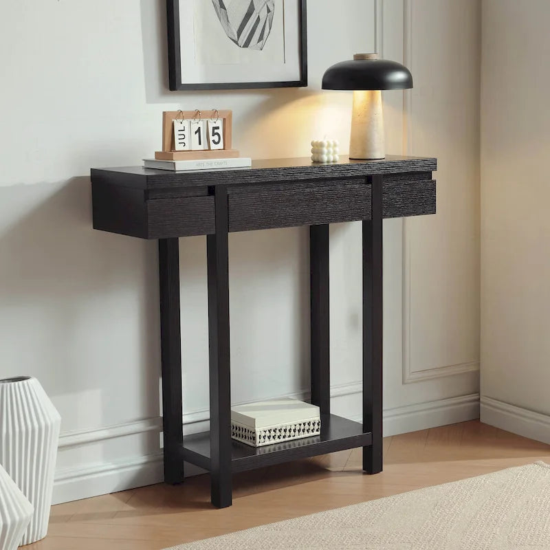 Wooden Console Table with Drawer and Shelf