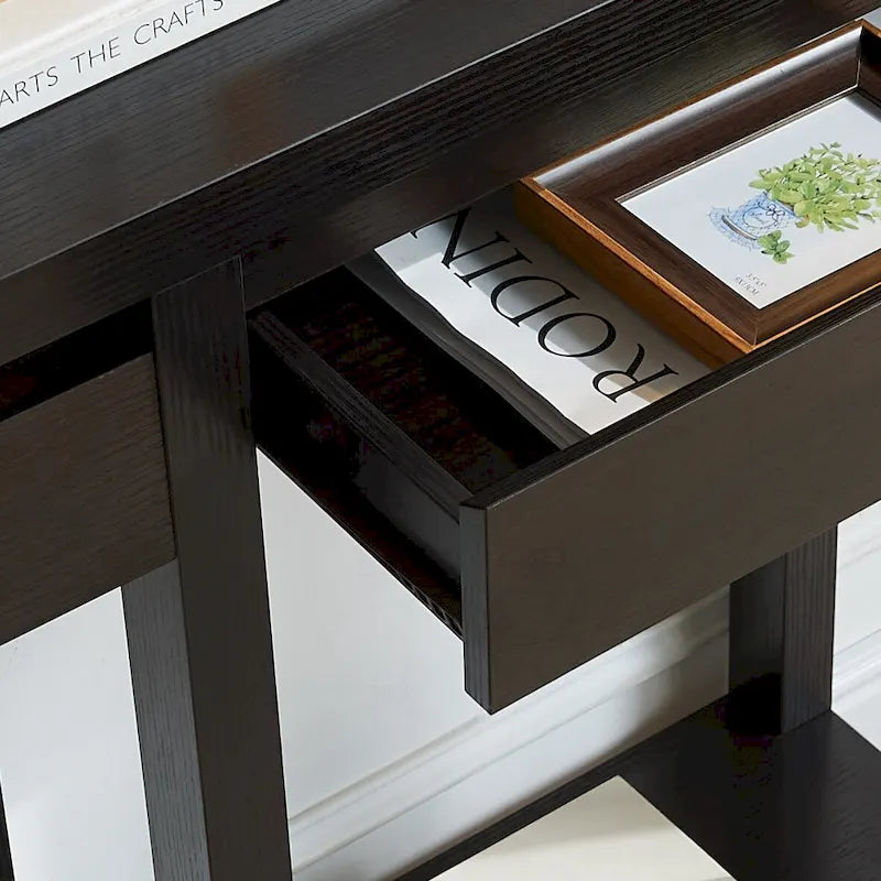 Wooden Console Table with Drawer and Shelf