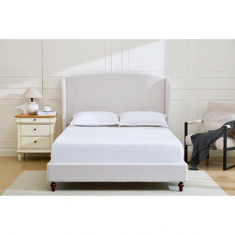 Headboard Upholstered Wingback Platform Bed