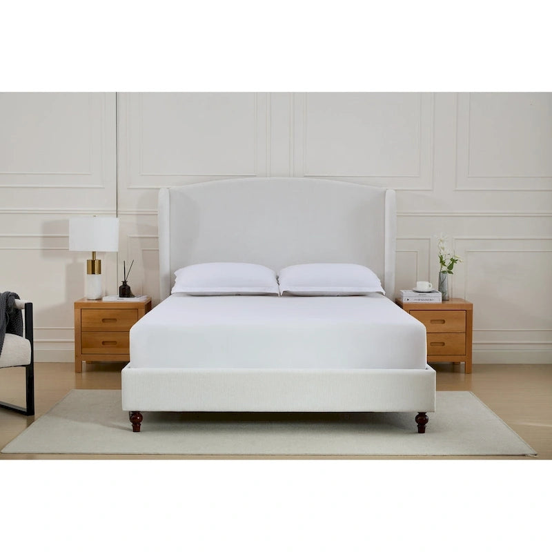 Headboard Upholstered Wingback Platform Bed