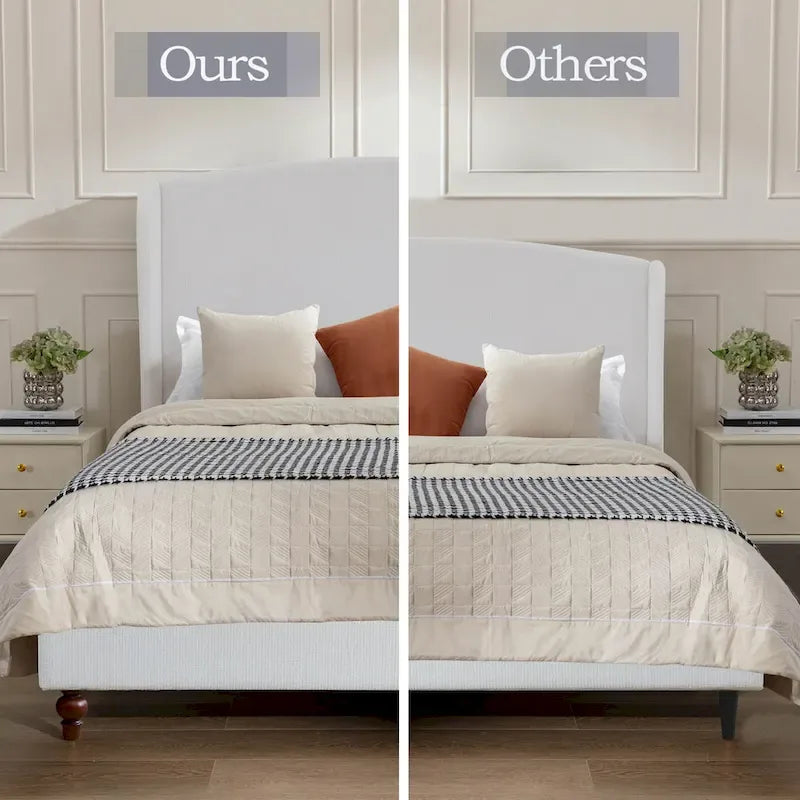 Headboard Upholstered Wingback Platform Bed