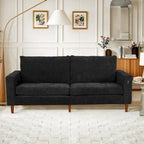 Modern 82 In. Square Arm Chenille Upholstered Rectangle Loveseat Sofa with USB Ports