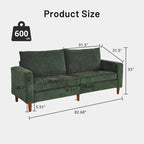 Modern 82 In. Square Arm Chenille Upholstered Rectangle Loveseat Sofa with USB Ports