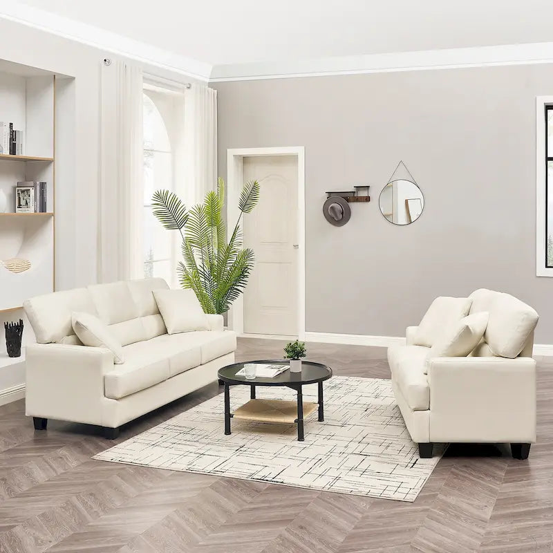 Faux Leather 2 Piece Chair and Sofa Set