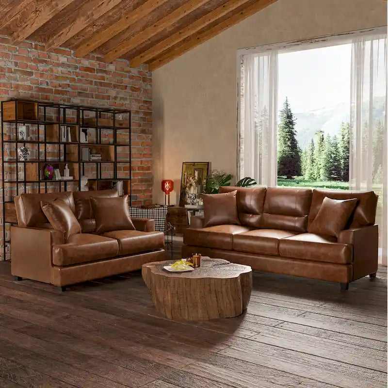 Faux Leather 2 Piece Chair and Sofa Set