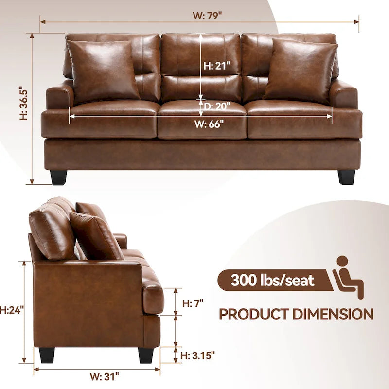 Faux Leather 2 Piece Chair and Sofa Set
