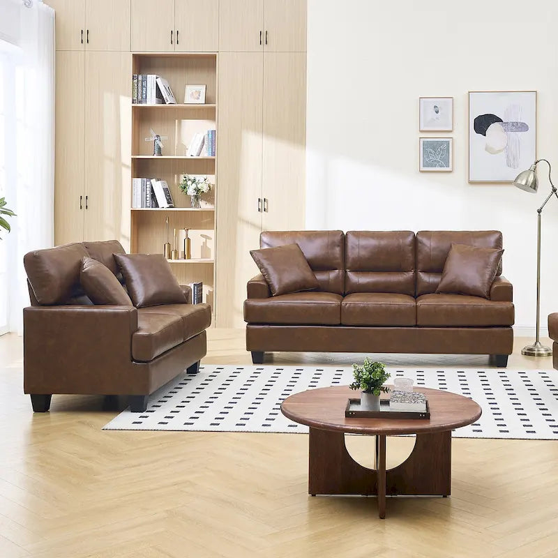 Faux Leather 2 Piece Chair and Sofa Set