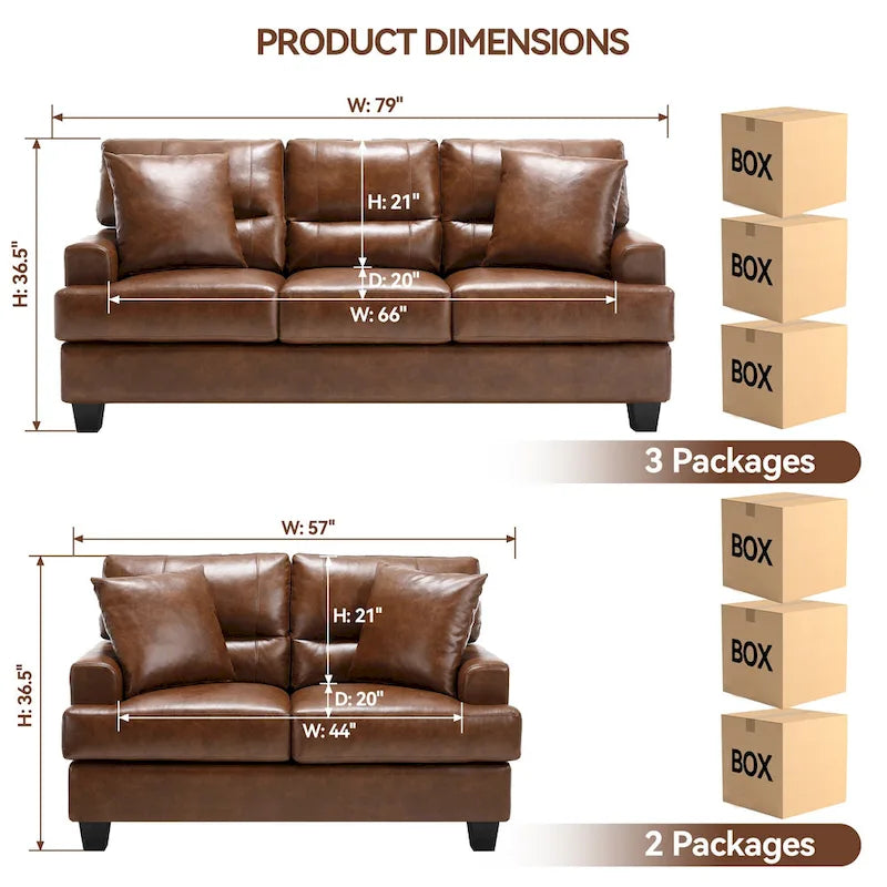 Faux Leather 2 Piece Chair and Sofa Set