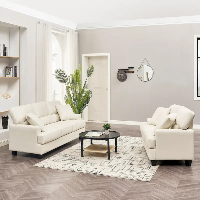 Faux Leather 2 Piece Chair and Sofa Set
