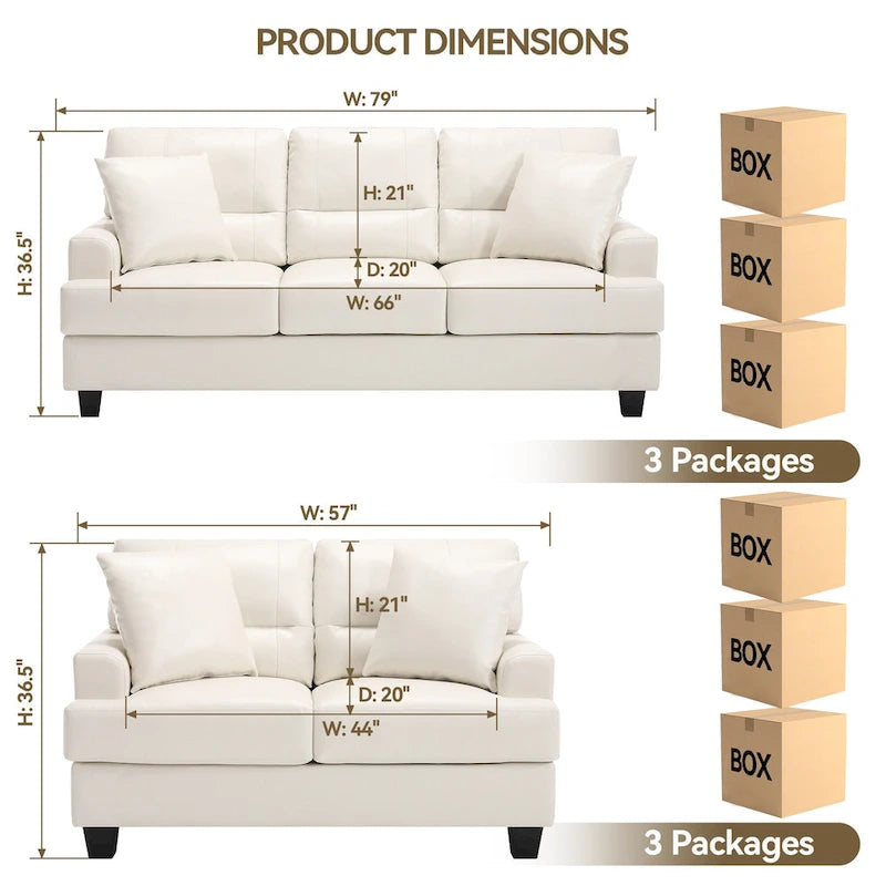 Faux Leather 2 Piece Chair and Sofa Set