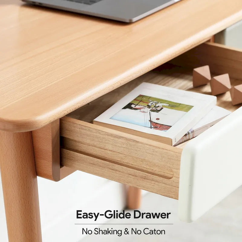 Solid Wood Computer Desk - 47 Large Size Office Desk with 2 Drawers