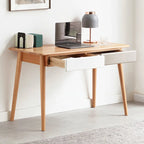 Solid Wood Computer Desk - 47 Large Size Office Desk with 2 Drawers