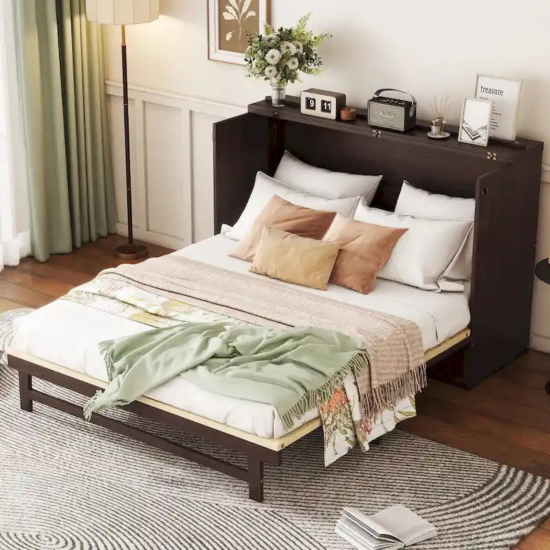 Queen Size Murphy Bed with Storage Functionality