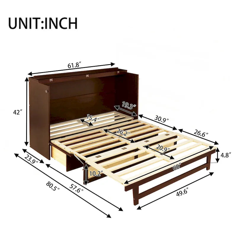 Queen Size Murphy Bed with Storage Functionality