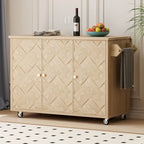 51.2-Inch Ash Veneer Kitchen Island with Drop Leaf, Stool Not Included