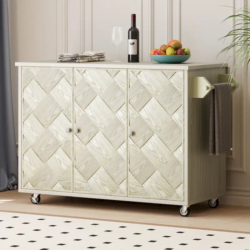 51.2-Inch Ash Veneer Kitchen Island with Drop Leaf, Stool Not Included