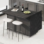 51.2-Inch Ash Veneer Kitchen Island with Drop Leaf, Stool Not Included